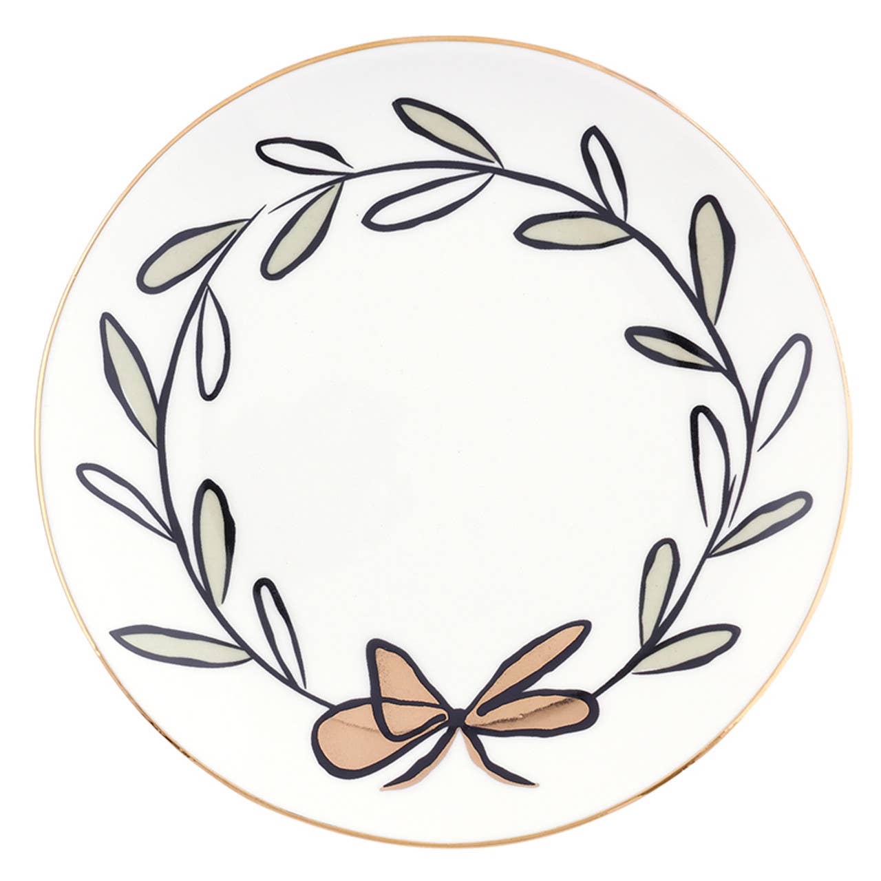 Ceramic Appetizer Plates - Bow Wreath - Set of 4