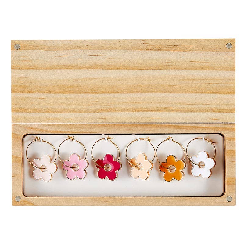 Wine Charms in Wood Box - Charmed - Set of 6 (Clearance - Final Sale)