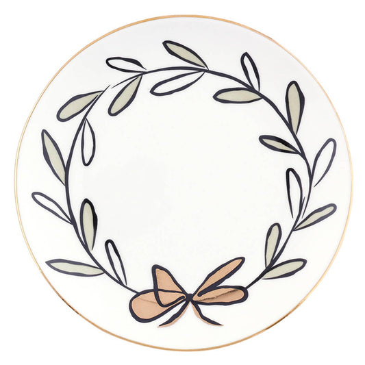Ceramic Appetizer Plates - Bow Wreath - Set of 4