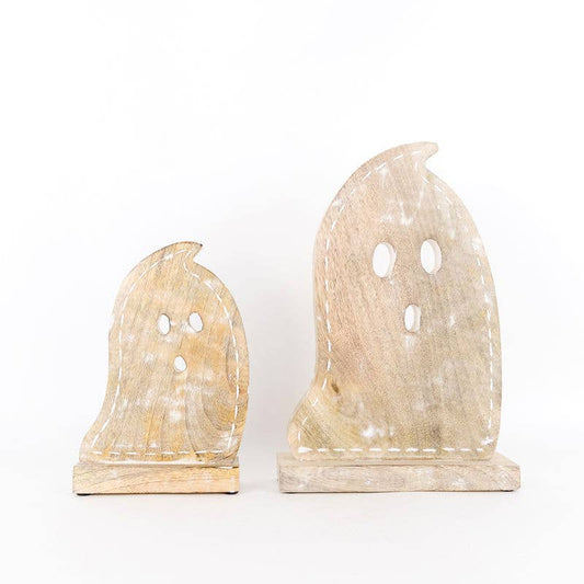 50311 - 6x9, 9x13 Mango wood set/2 (GHOSTS) HALLOWEEN Decor