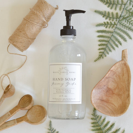 Rosemary Garden Hand Soap In Glass Jar | Made In USA